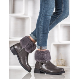 SHELOVET Workery Z Futerkiem szare 1