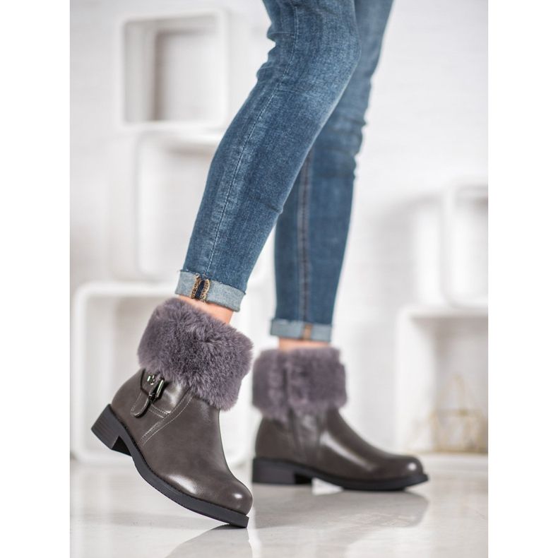 SHELOVET Workery Z Futerkiem szare 2