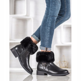 SHELOVET Workery Z Futerkiem czarne 1