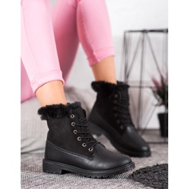 SHELOVET Wygodne Traperki czarne 2