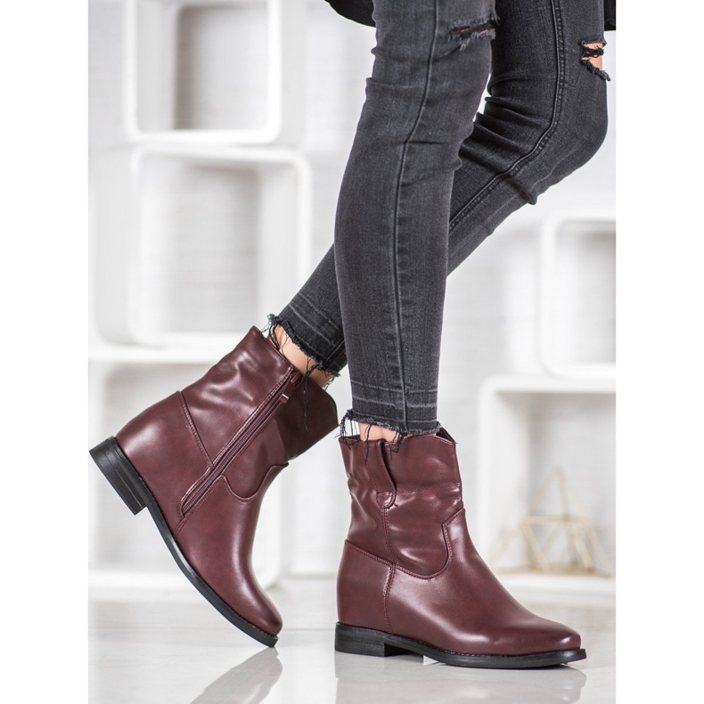 Ideal Shoes Kowbojki Z Eko Skóry czerwone 2