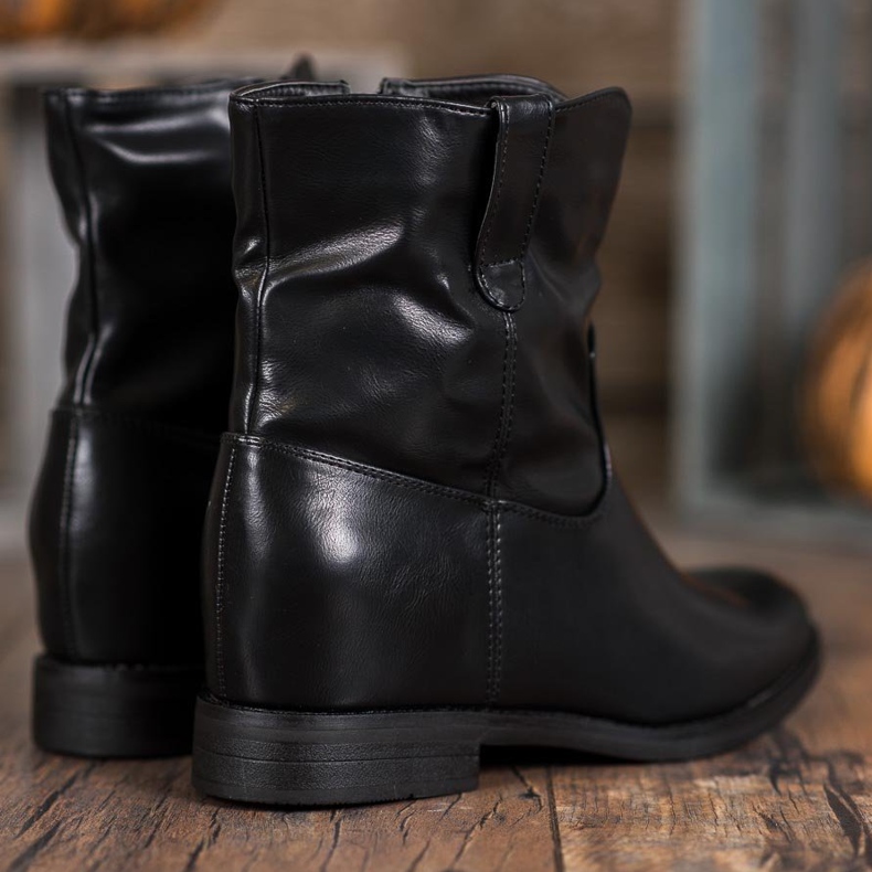 Ideal Shoes Kowbojki Z Eko Skóry czarne 1