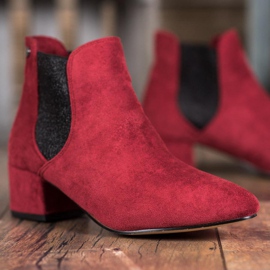 Ideal Shoes Sztyblety Z Brokatem czerwone 2