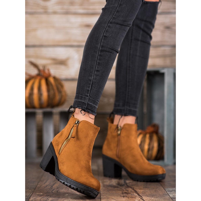 SHELOVET Wygodne Botki Na Platformie brązowe 1