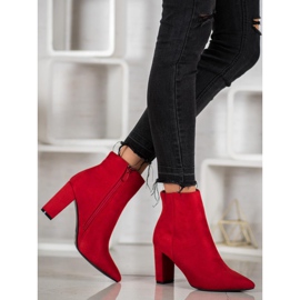 Super Me Seksowne Botki Na Obcasie czerwone 2