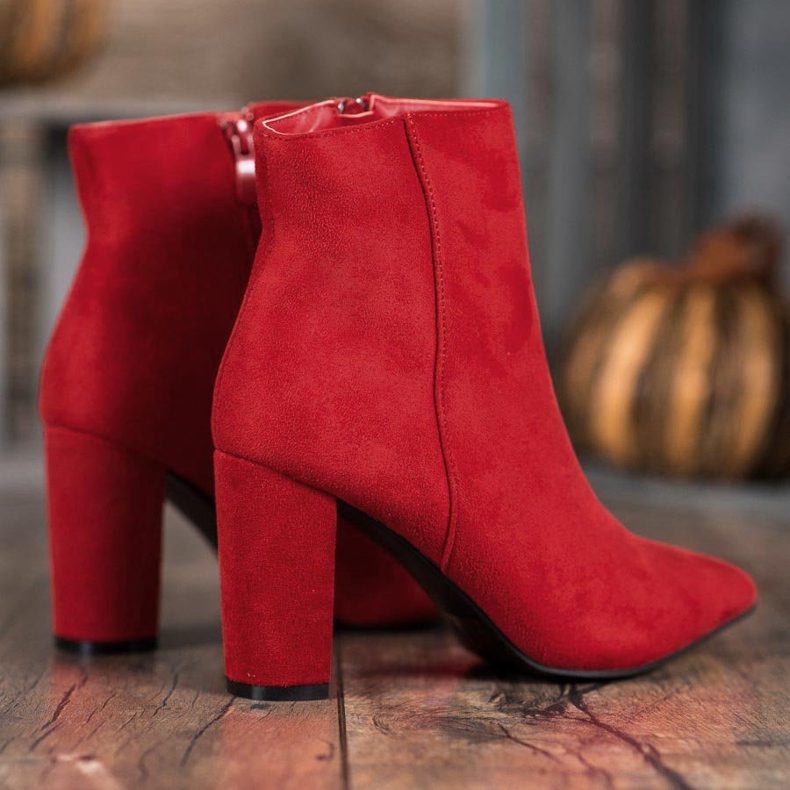 Super Me Seksowne Botki Na Obcasie czerwone 1