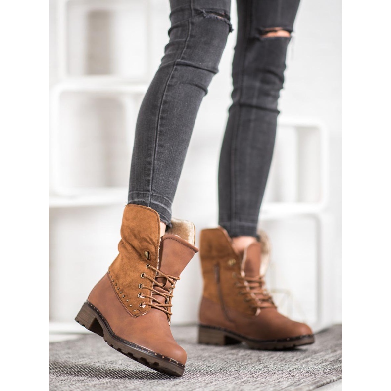 SHELOVET Brązowe Botki Z Kożuszkiem 1