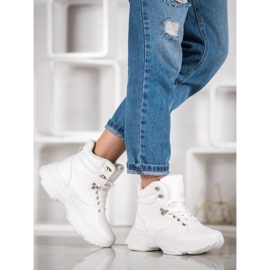 Ideal Shoes Sneakersy Z Eko Skóry białe 2