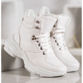 Ideal Shoes Sneakersy Z Eko Skóry białe 1