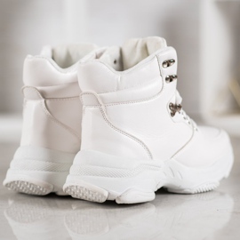 Ideal Shoes Sneakersy Z Eko Skóry białe 4