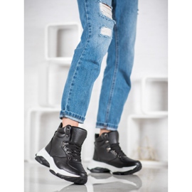 Ideal Shoes Sneakersy Z Eko Skóry czarne 3