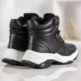 Ideal Shoes Sneakersy Z Eko Skóry czarne 5