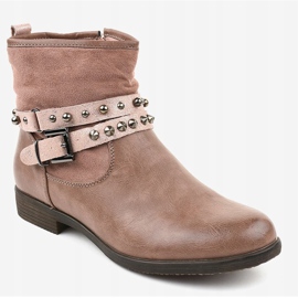 Różowe płaskie botki ocieplane 1049-PA 1