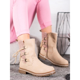 SDS Modne Workery Z Wiązaniem brązowe 1