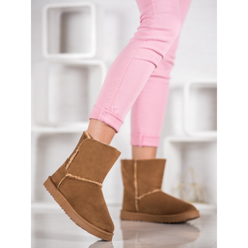 Lucky Shoes Camelowe Śniegowce brązowe 2