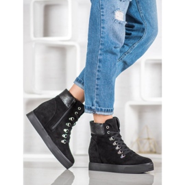 Bestelle Modne Botki Na Koturnie czarne 1