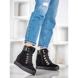 Bestelle Modne Botki Na Koturnie czarne 2