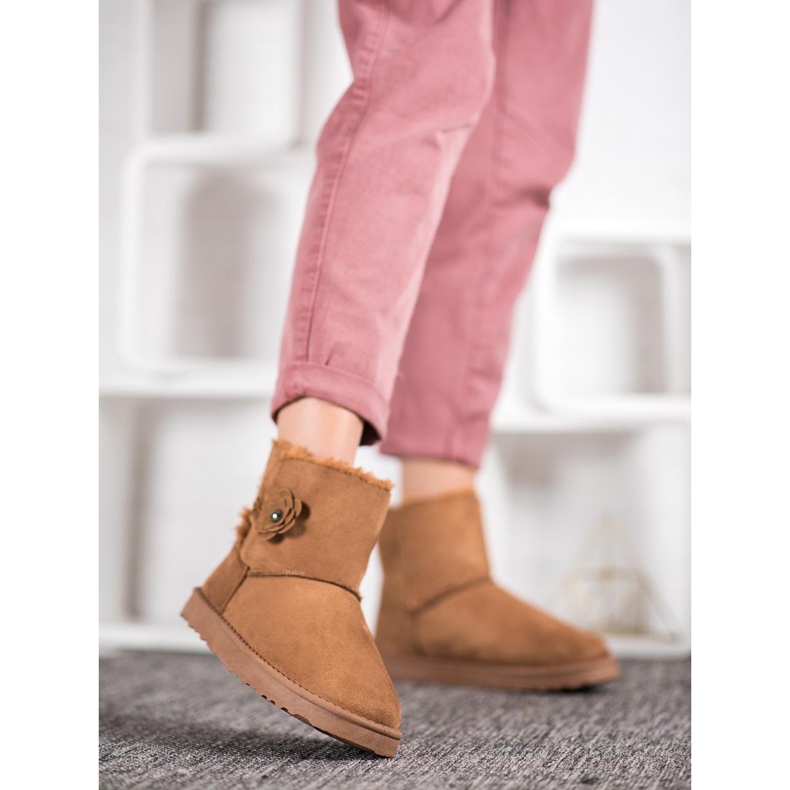 SHELOVET Mukluki Z Kwiatkiem brązowe 1