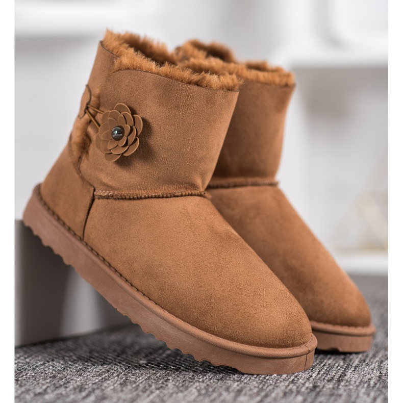 SHELOVET Mukluki Z Kwiatkiem brązowe 2