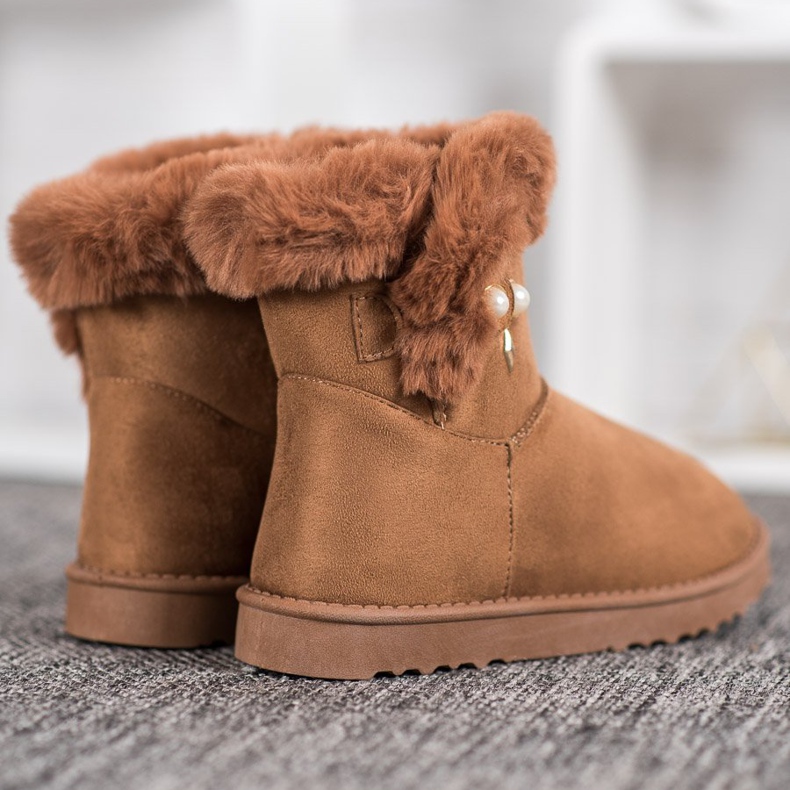 SHELOVET Śniegowce Z Perełką brązowe 2