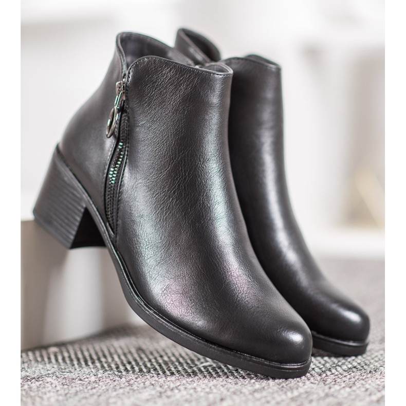 J. Star Ciepłe Botki Z Eko Skóry czarne 1