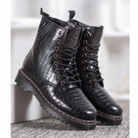 SHELOVET Czarne Workery Z Eko Skóry 2