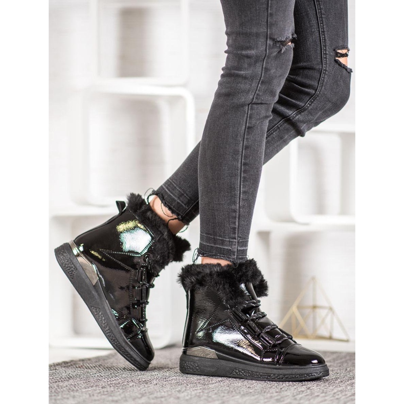 Bella Paris Lakierowane Śniegowce czarne 1