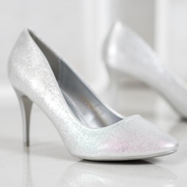 Comer Srebrne Lakierowane Szpilki szare 2