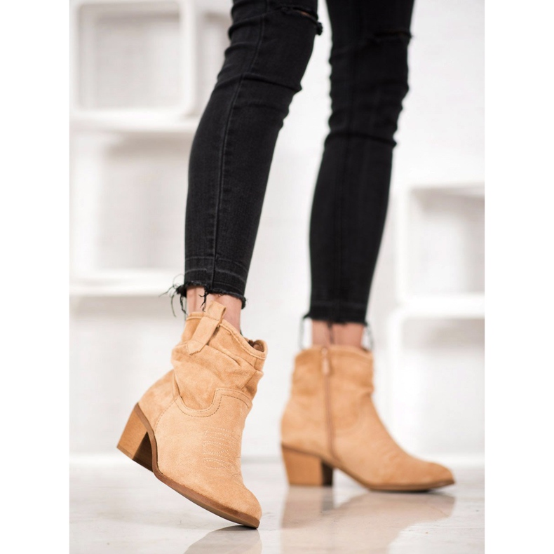 Super Mode Wygodne Kowbojki Na Słupku brązowe 1