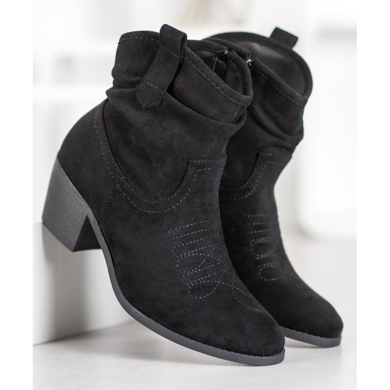 Super Mode Wygodne Kowbojki Na Słupku czarne 2