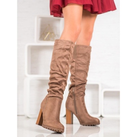 Evento Stylowe Kozaki Na Słupku brązowe 2