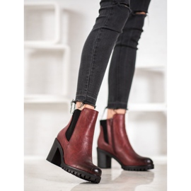 M.Daszyński Wygodne Botki Na Słupku czerwone 1