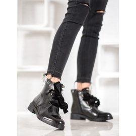 Bella Paris Botki Z Ozdobną Kokardą czarne 1