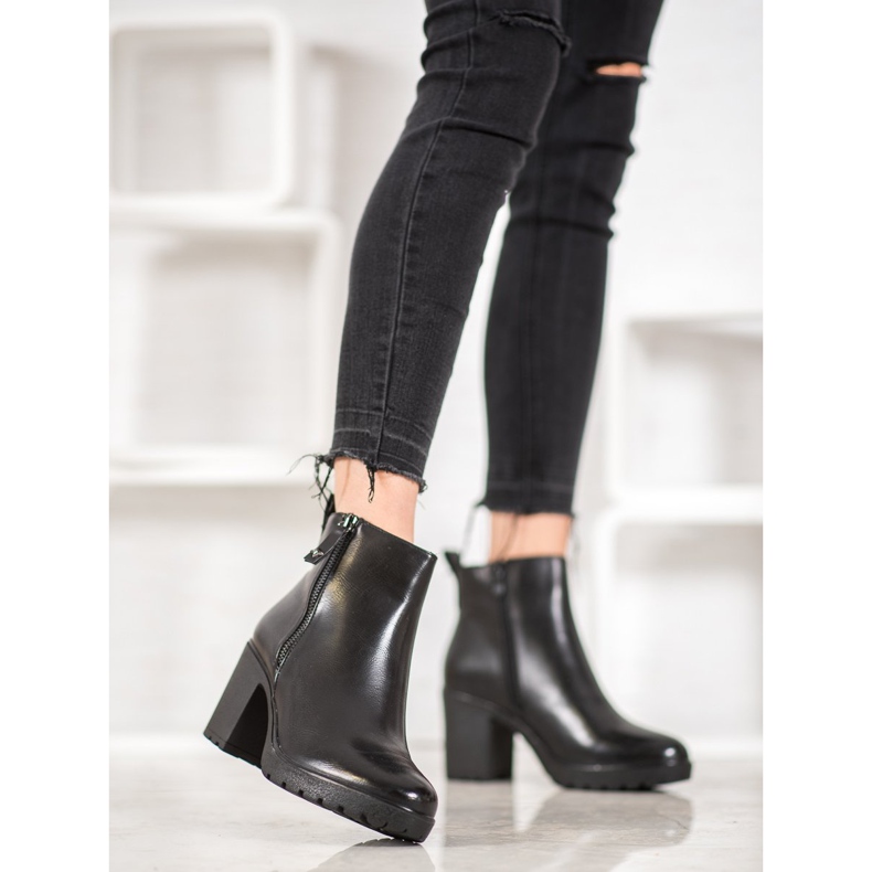 Bella Paris Casualowe Botki Z Eko Skóry czarne 2