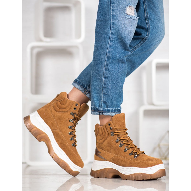 Seastar Sznurowane Botki Fashion brązowe 1