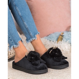 SHELOVET Kapcie Z Kokardką czarne 1