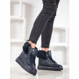 SHELOVET Niebieskie Botki Z Futerkiem 1