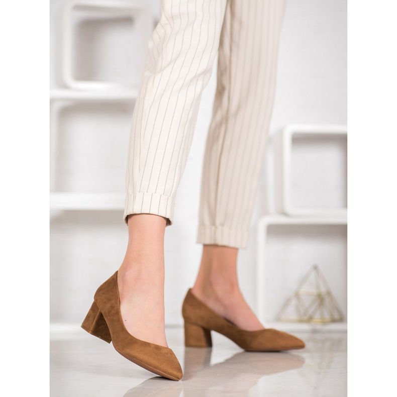 Fama Czółenka Na Słupku brązowe 2