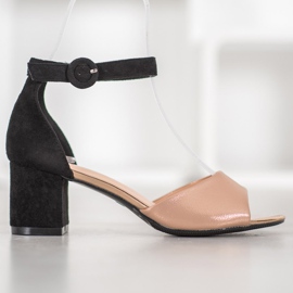 Modne Czółenka VINCEZA brązowe czarne 2