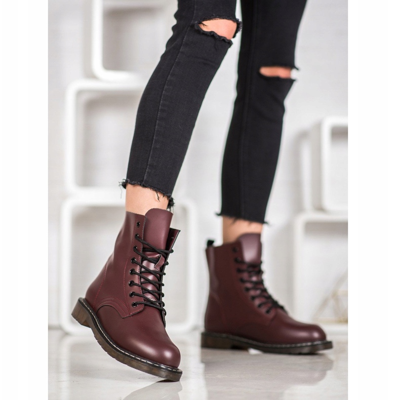 Kylie Stylowe Trapery Z Eko Skóry czerwone 2