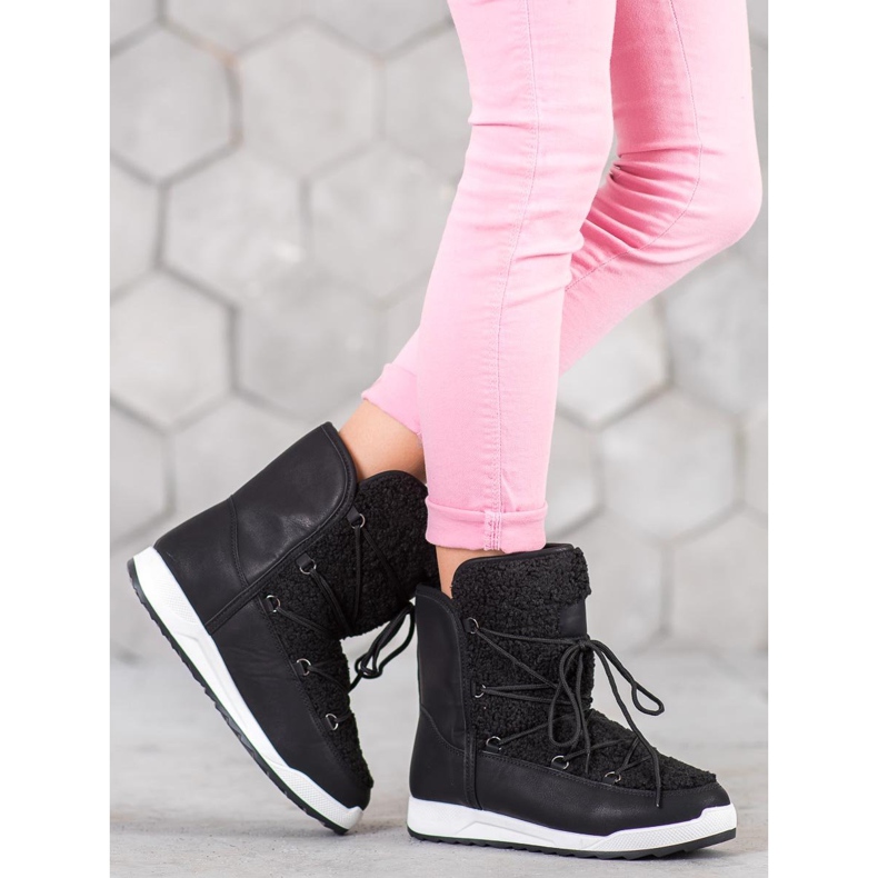 Small Swan Buty Zimowe Z Kożuszkiem czarne 1