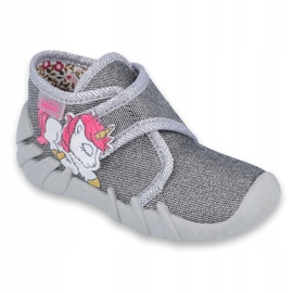 Befado obuwie dziecięce 523P016 różowe srebrny szare 1