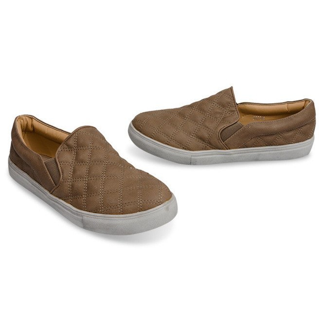Wsuwane Trampki Pikowane Slip On 9033 Khaki zielone 1
