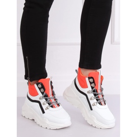 Buty sportowe za kostkę biało-pomarańczowe RB-3348 WHITE/ORANGE białe 2