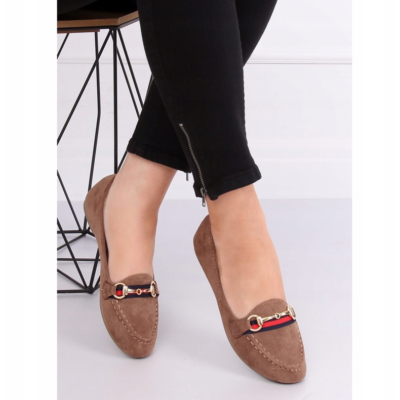 Mokasyny damskie beżowe B2027 Khaki 2