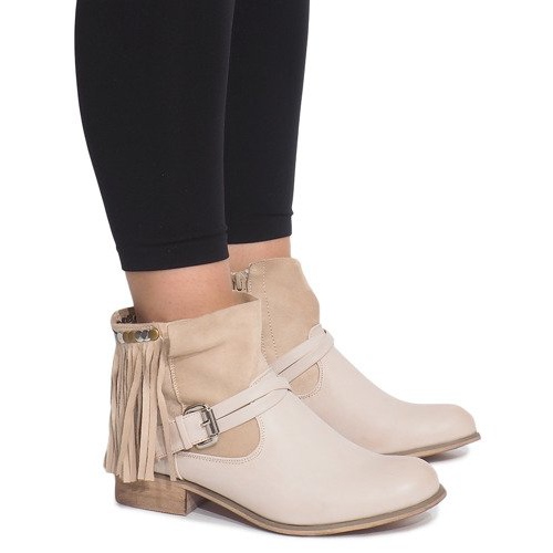 Ozdobione Botki 341-PA Beżowy 1