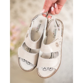 Goodin Skórzane Sandały Na Koturnie brązowe 1