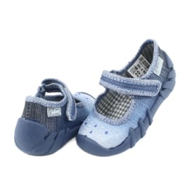 Befado obuwie dziecięce cyrkonie 109P186 niebieskie szare 4