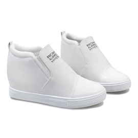 Białe sneakersy na koturnie DD408-2 4