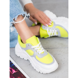 SHELOVET Stylowe Sneakersy białe żółte 4